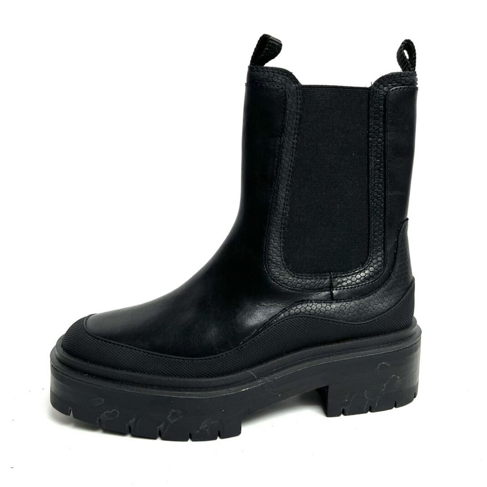 NEW Sam Edelman Lulia Black Chunky Heel Rounded Toe Pull On Chelsea Boots 7.5